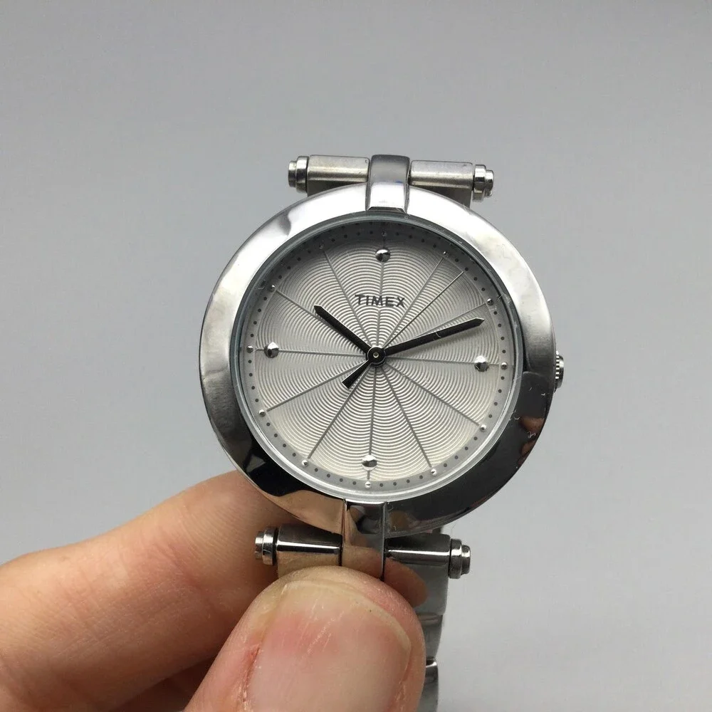 Timex Greenwich Womens Watch 32mm Silver Dial Stainless New Battery 6